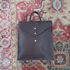 Leather Envelope Backpack dark brown